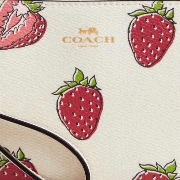 🍓Coach Corner Zip Wristlet With Strawberry Print - Picture 5 of 8